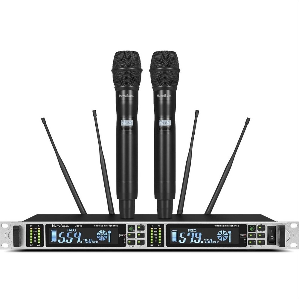MicrocQueen Professional UHF Wireless Microphone System Dual Channel 2 Mics